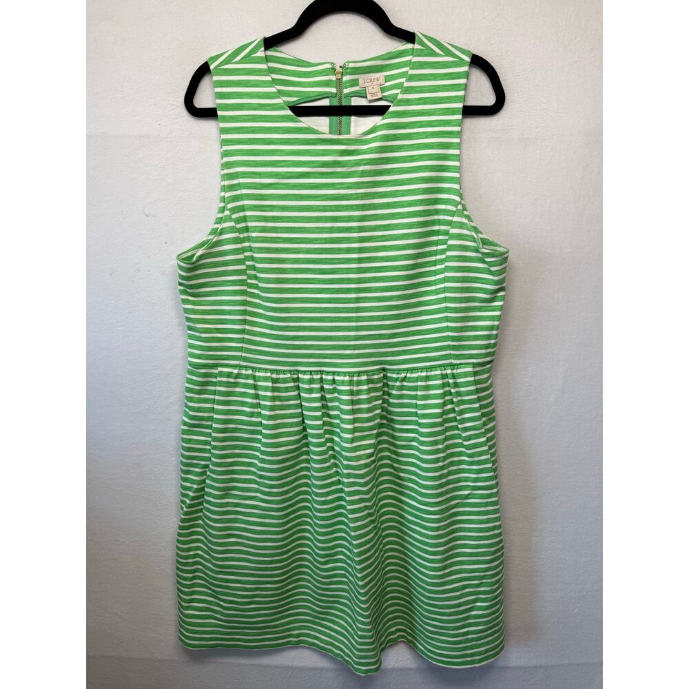 J.Crew Factory Sleeveless Daybreak Ponte Knit Dress, Green/White Striped, XL